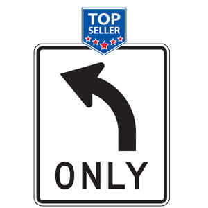 Mandatory Left Turn Sign