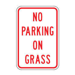 No Parking on Grass Sign
