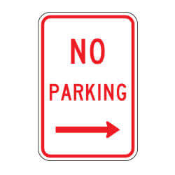 No Parking with Right Arrow Sign