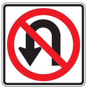 No U-Turn (Symbol) Sign