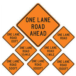 One Lane Road | Work Zone Signs (Choose Distance)