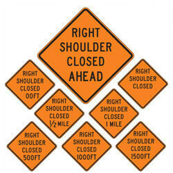 Right Shoulder Closed | Work Zone Signs (Choose Distances)