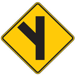 Side Road Oblique Left Symbol Warning Signs
